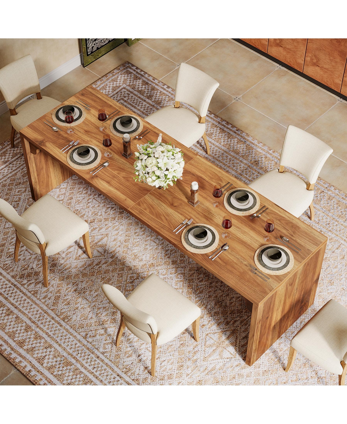 Tribesigns 78-Inch Dining Table for 6-8, Modern Rectangular Room Table, Large Long Kitchen with Sturdy Base, Wood Dinner