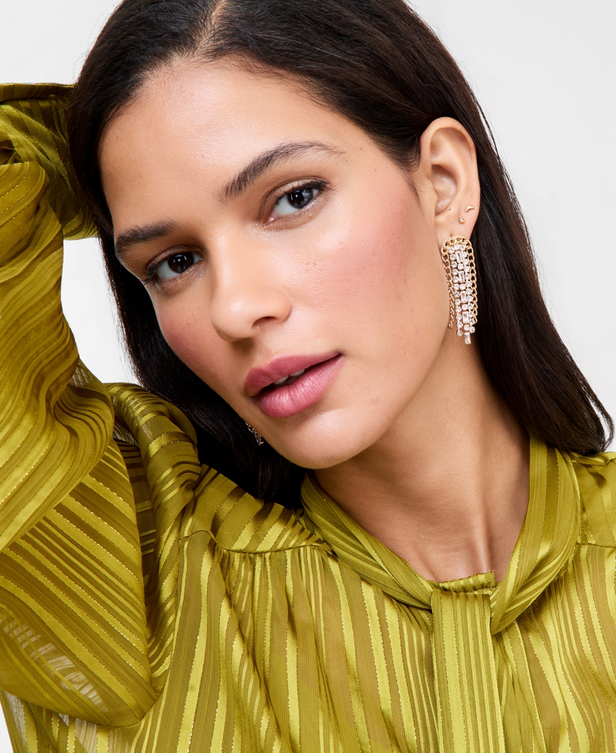 I.n.c. International Concepts Crystal Chain Waterfall Chandelier Earrings, Macy's Exclusive
