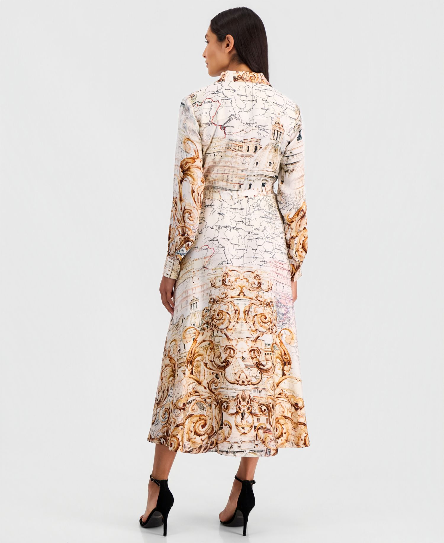 Women's Seraphine Long-Sleeve Belted Collared Dress