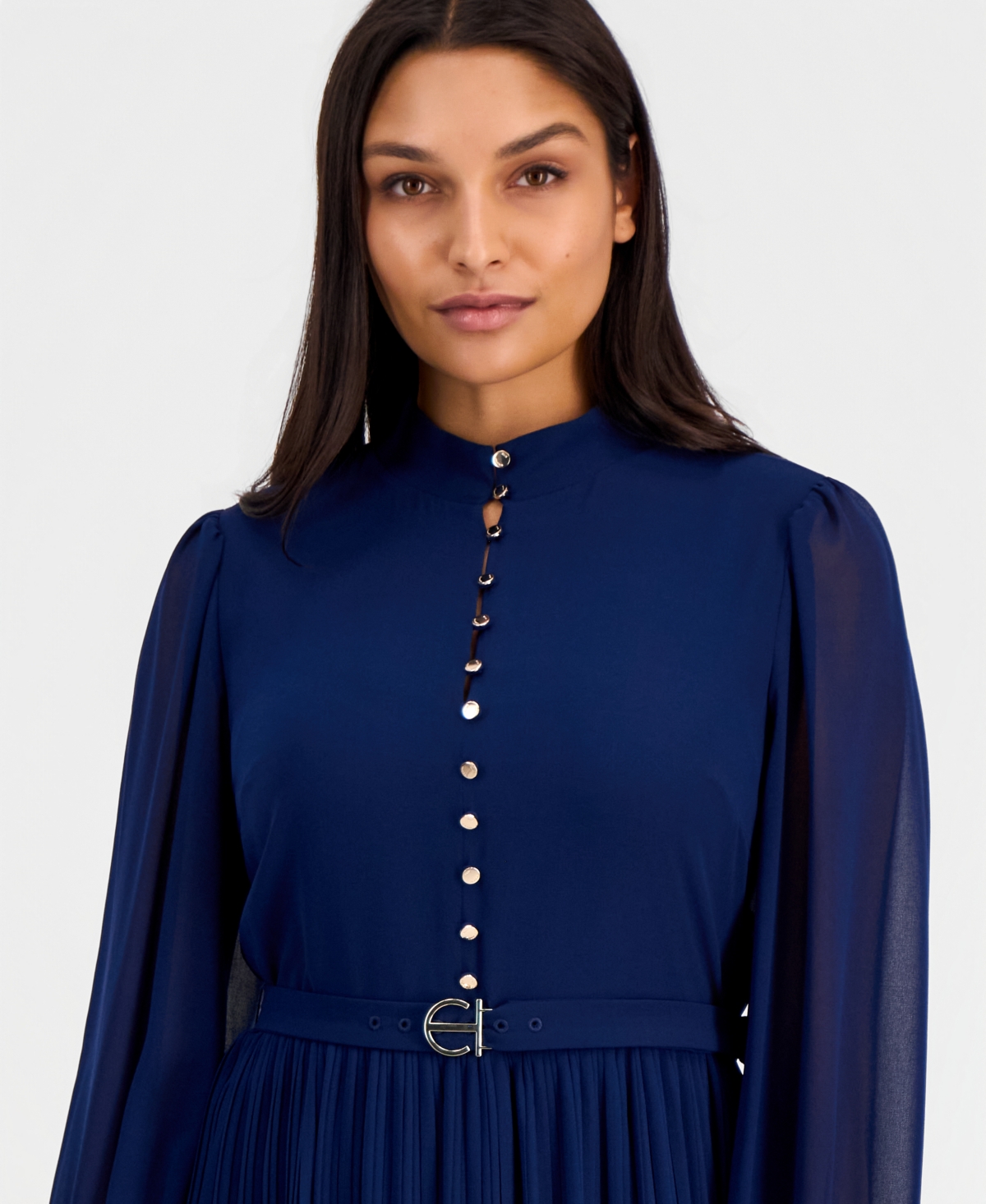 Elie Tahari Women's Adira A-Line Mock Neck Long Sleeve Dress