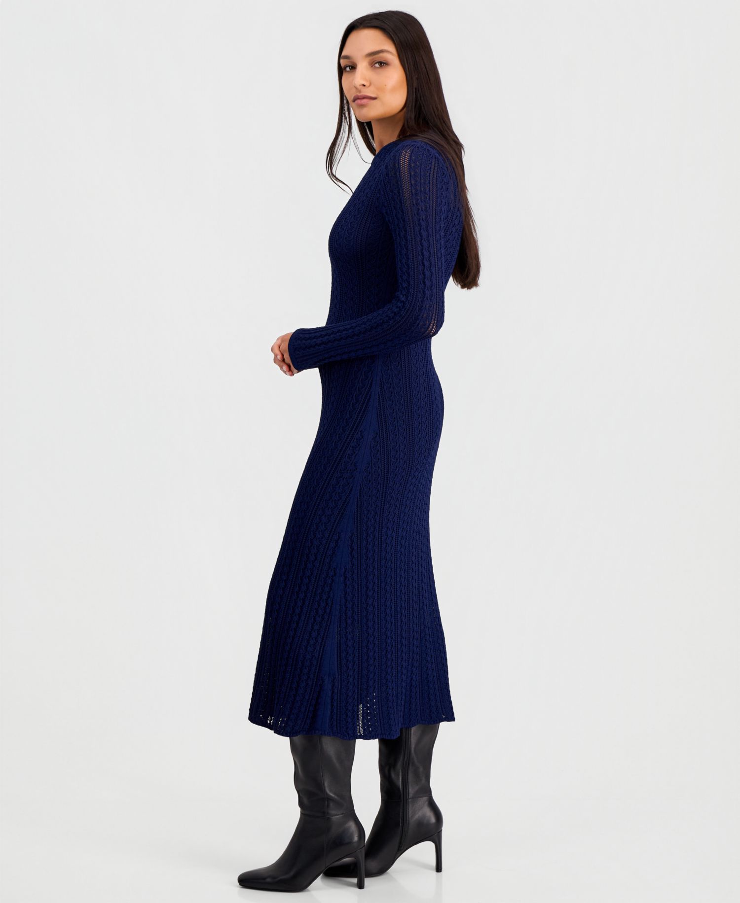 Women's Julietta Cable-Knit Long-Sleeve Midi Sweater Dress