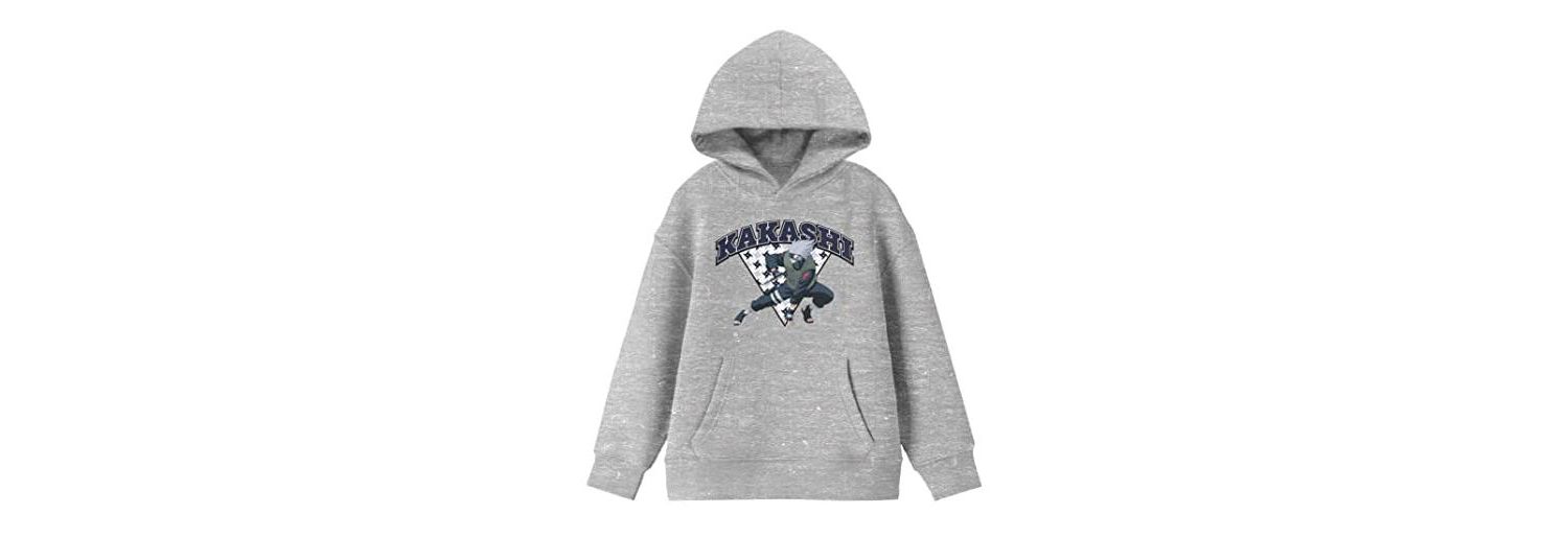 Classic Kakashi Fighting Stance Youth Heather Gray Graphic Hoodie-XS
