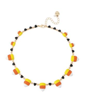 Faux-Stone Halloween Candy Corn Collar Necklace