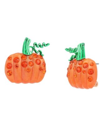 Faux-Stone Halloween Pumpkin Stud Earrings