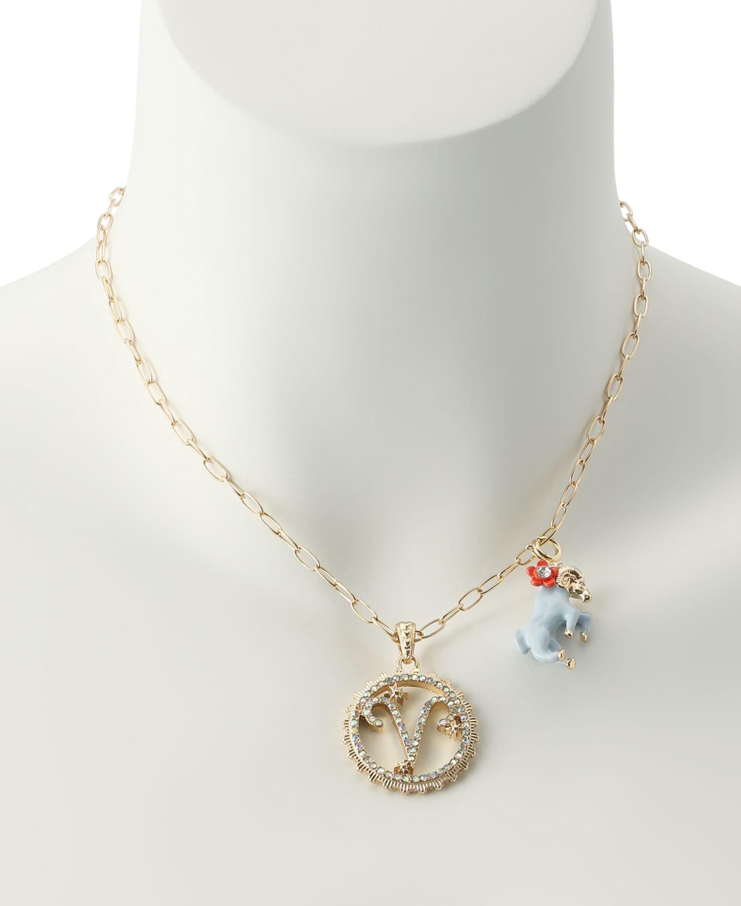 Faux-Stone Aries Celestial Pendant Necklace Charm Zodiac Set