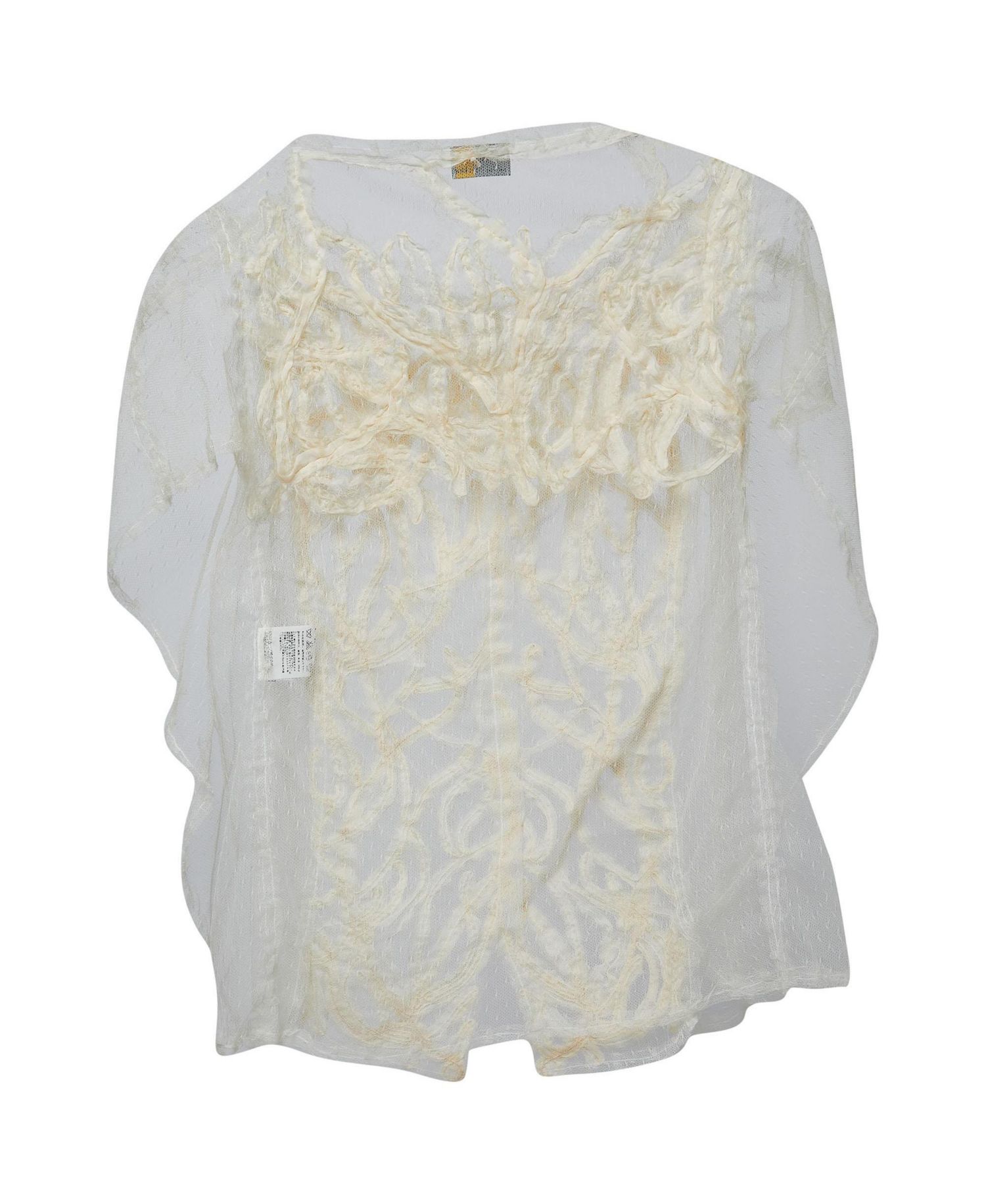 Women's Sheer Tulle Cape Top with Textured Embroidery