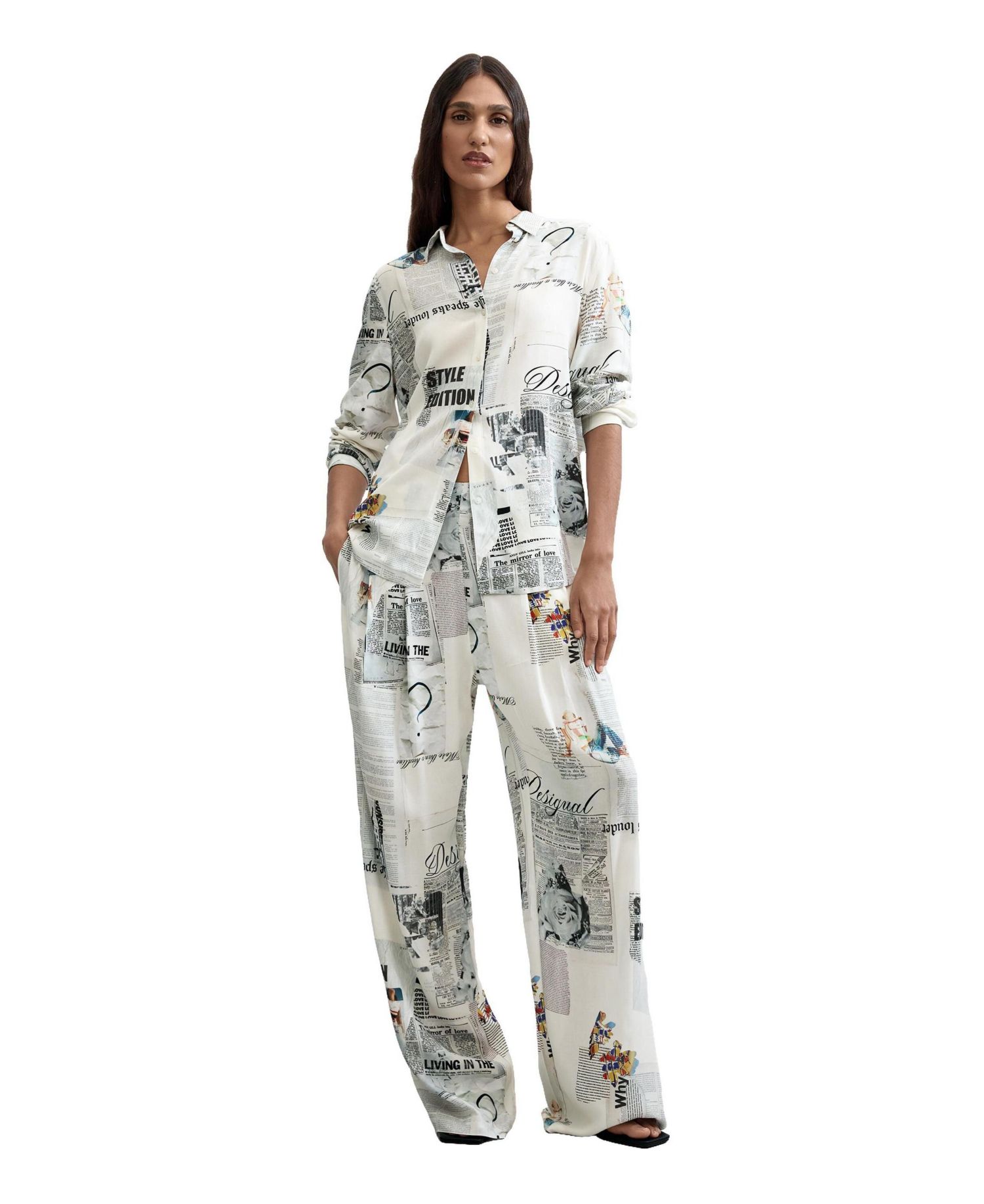 Women's Printed Wide-Leg Trousers