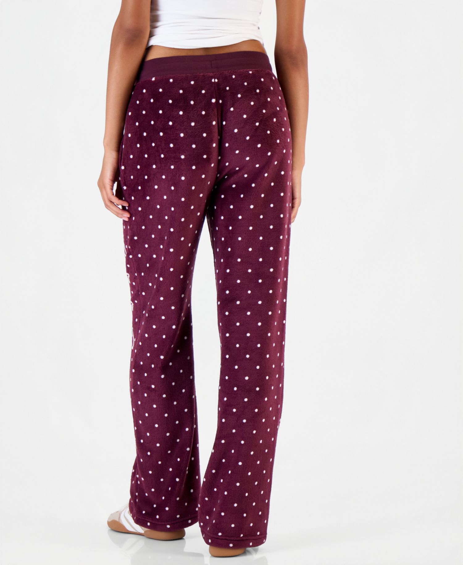 Juniors' Minnie Woobie Fleece Polka-Dot Drawstring Pants