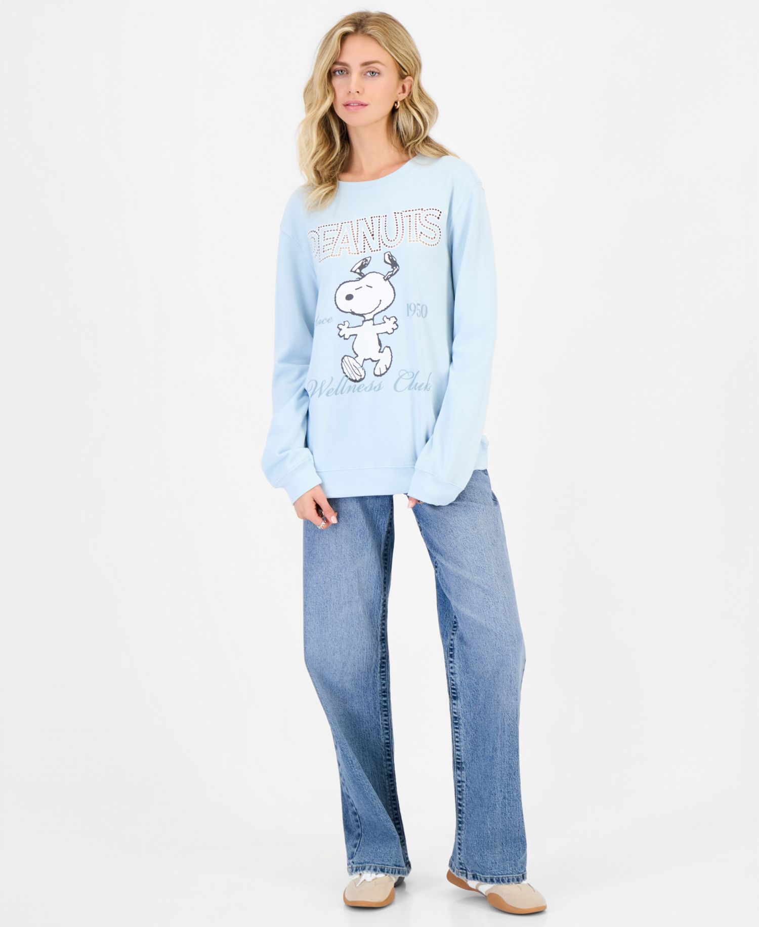 Juniors' Snoopy Wellness Club Graphic Fleece Sweatshirt
