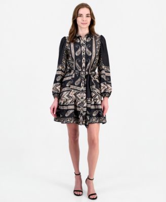 Women's Long Sleeve Tiered Shirt Dress