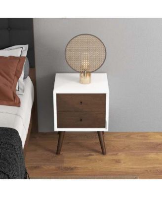 23.6" Width Solid Wood Mid Century Nightstand with 2-Drawer