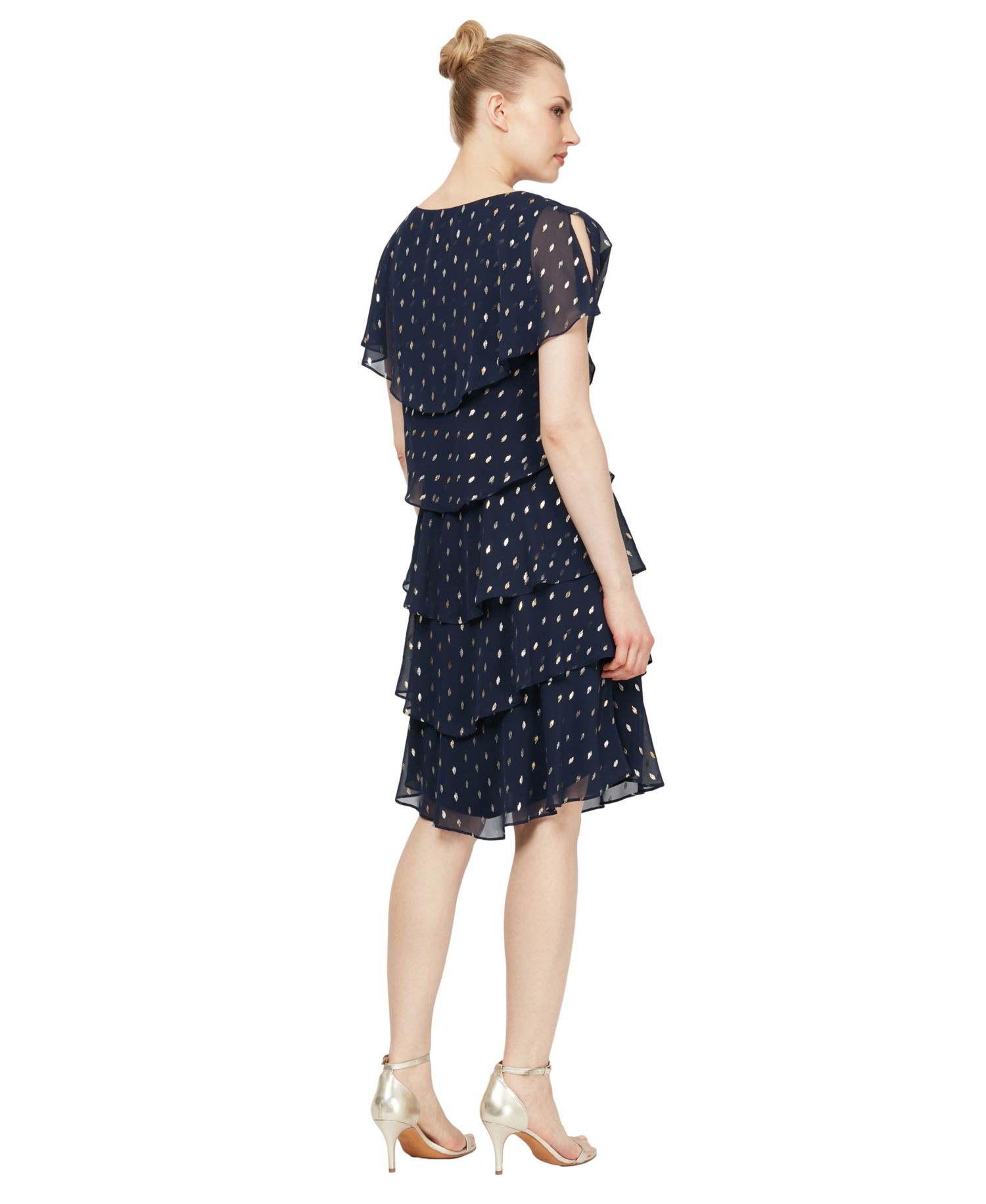Polka-Dot Tiered Shift Dress