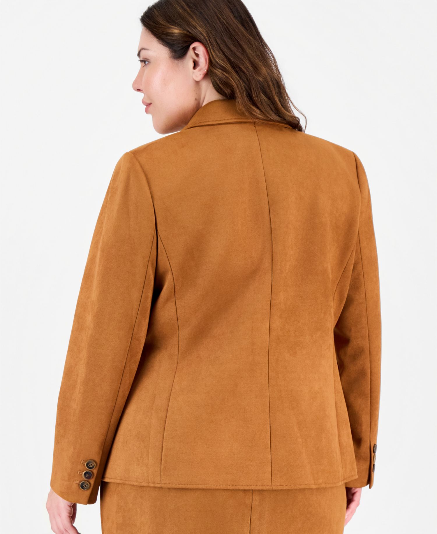 Plus Size Short Suede Blazer