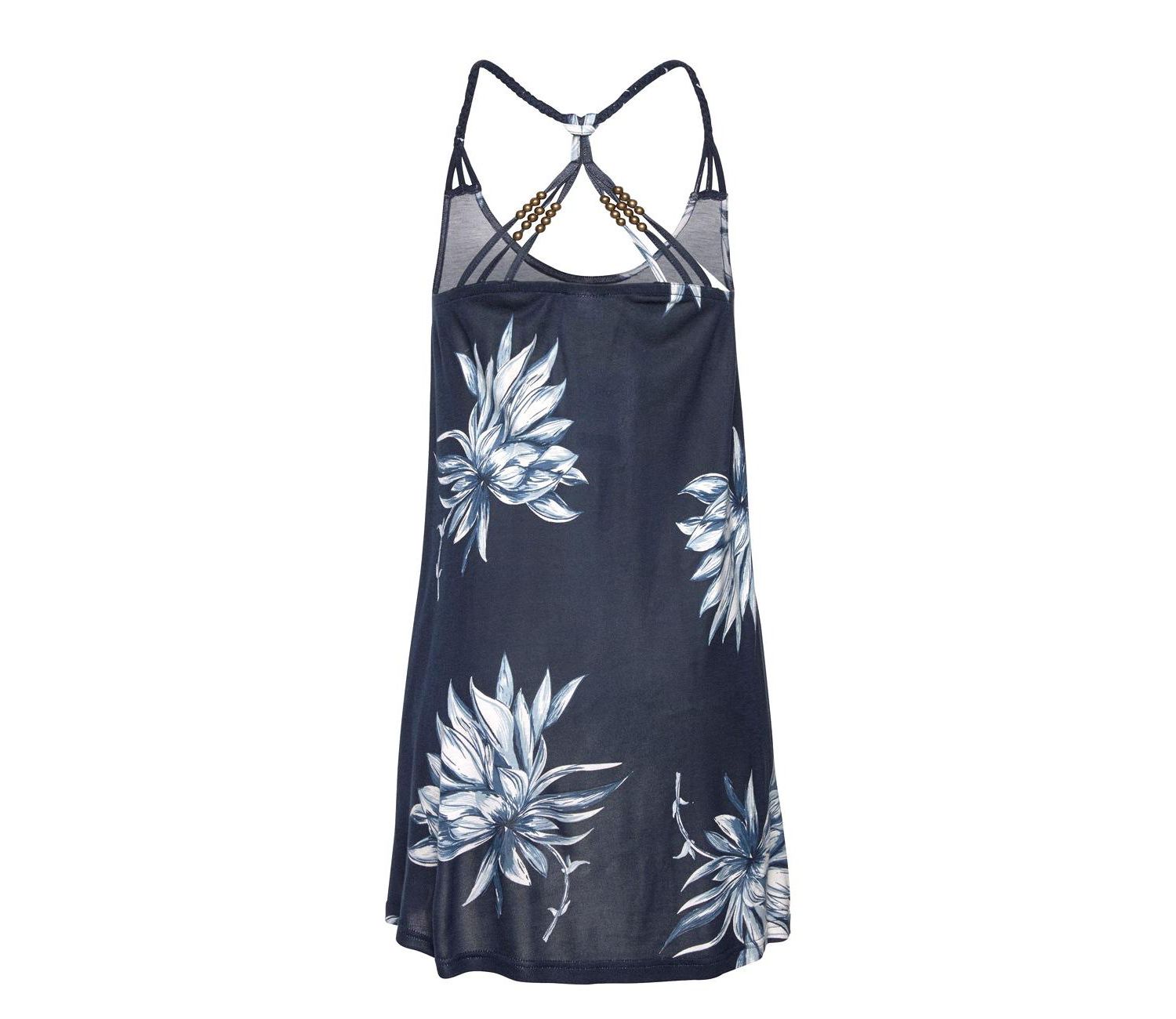 Women's Viscose Printed Beaded Strap A-Line Scoop-Neck Short Dress