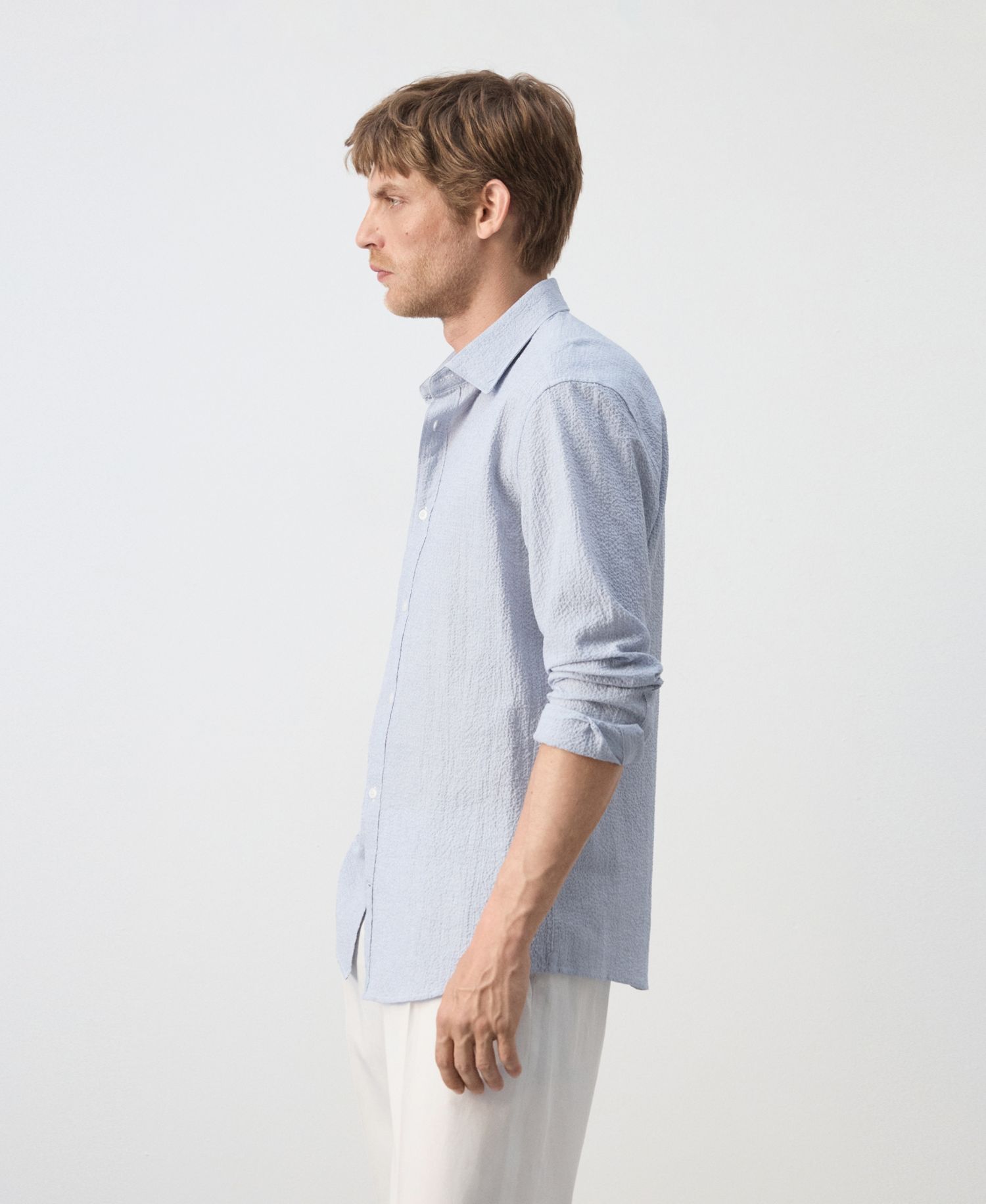 Men's Textured Striped Seersucker Shirt