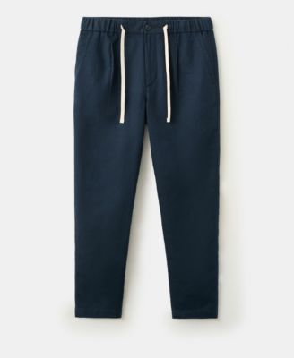 Men's Slim-Fit Cropped Cotton-Linen Pants