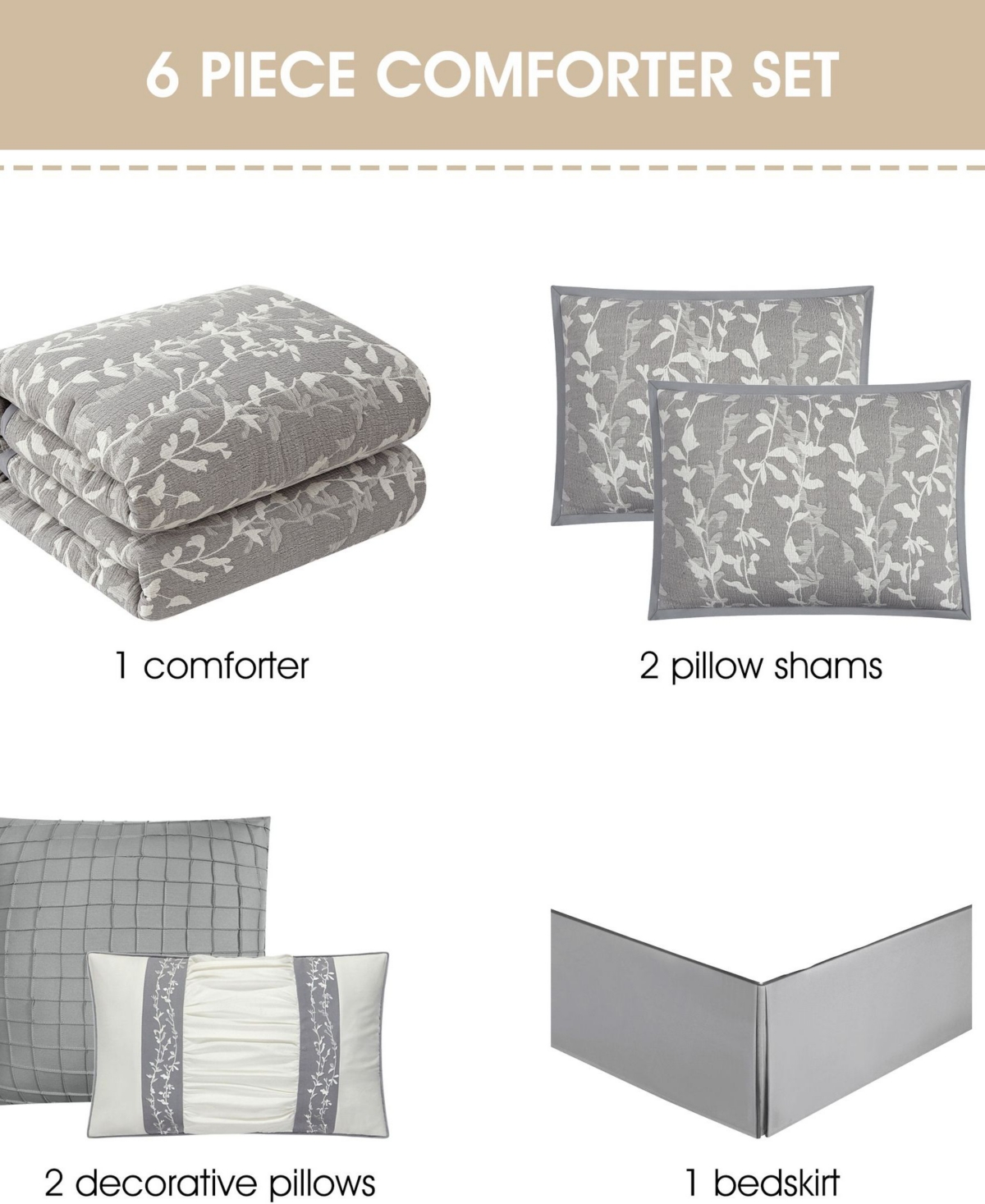 Stratford Park Desia Leaves 6-Pc. Comforter Set