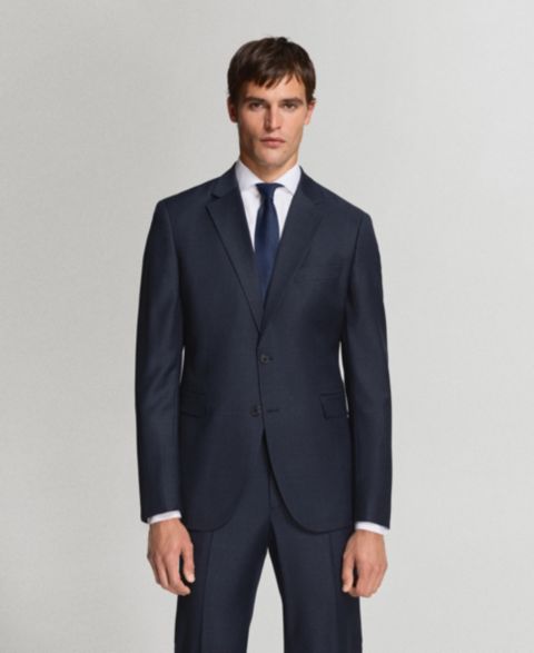 Мужской пиджак MANGO Turin Wool Suit Blazer, цвет: Тёмный тёмно-синий