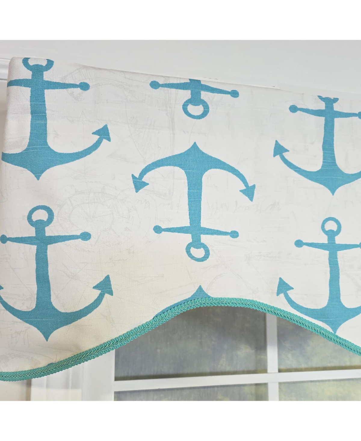 Rlf Home Anchors Cornice Window Valance 100% Cotton Lined Rod Pocket