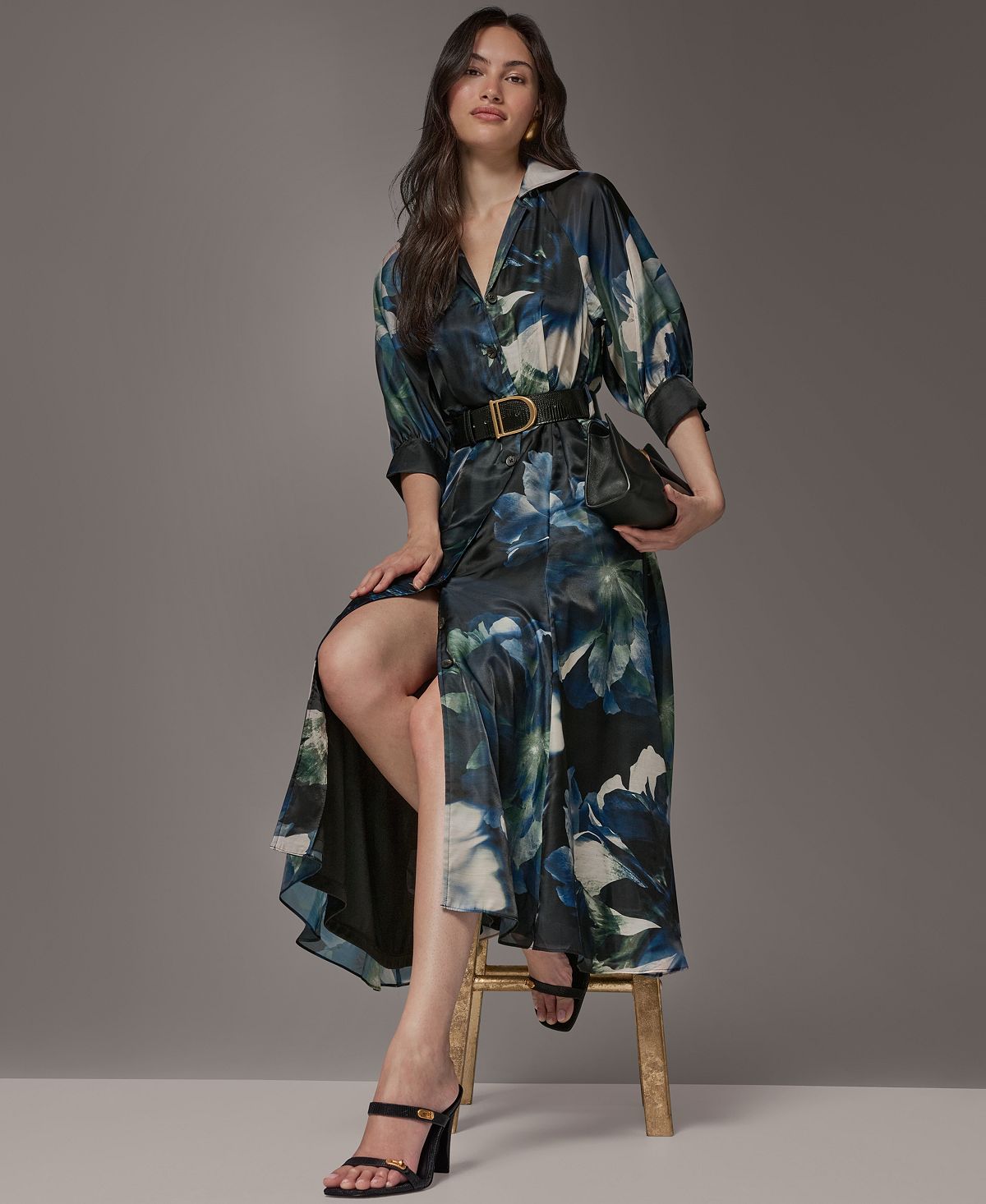 Donna Karan New York Women's Organza Printed Shirt Dress view 8 — MAYCSS fashion products