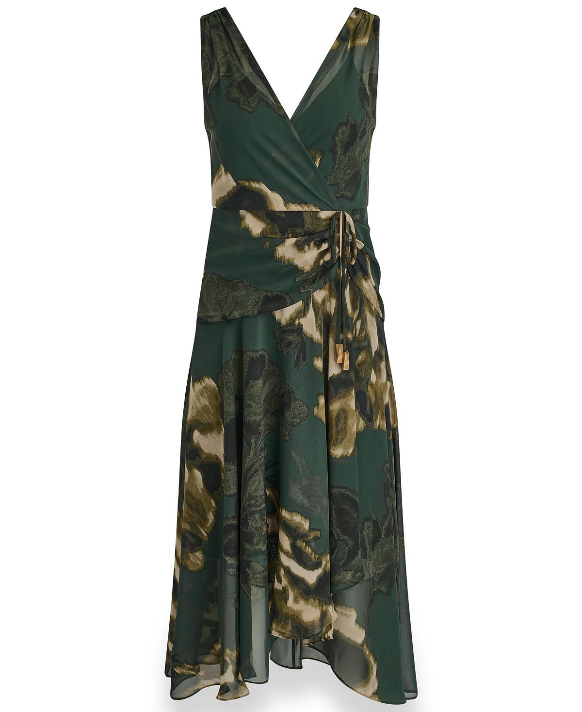 Donna Karan New York Women's Sleeveless Printed Chiffon Surplice Neck Dress view 7 — MAYCSS fashion products