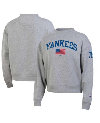 Women's Heather Gray New York Yankees Americana Triumph Fleece Tri-Blend Sweatshirt