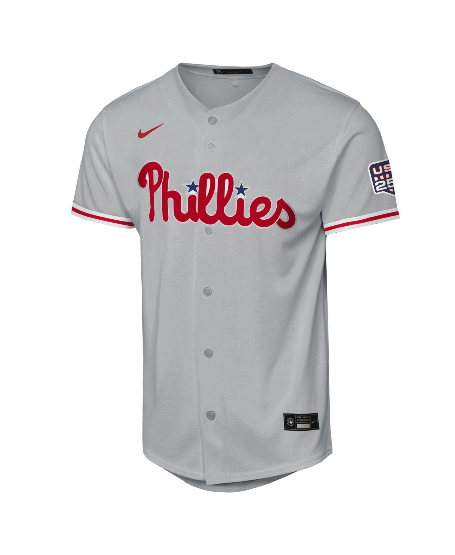 Big Boys and Girls Bryce Harper Gray Philadelphia Phillies USA 250 Fourth of July Road Replica Jersey