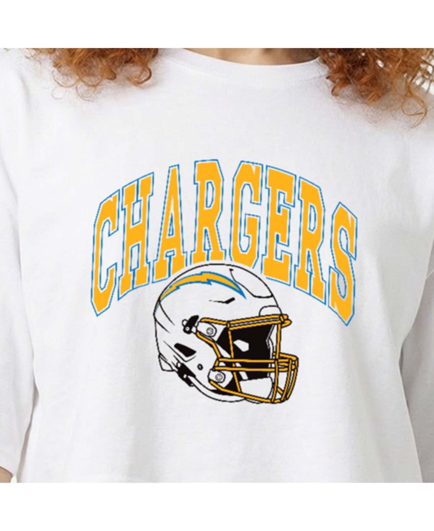 Women's White Los Angeles Chargers Boyfriend Cropped T-Shirt