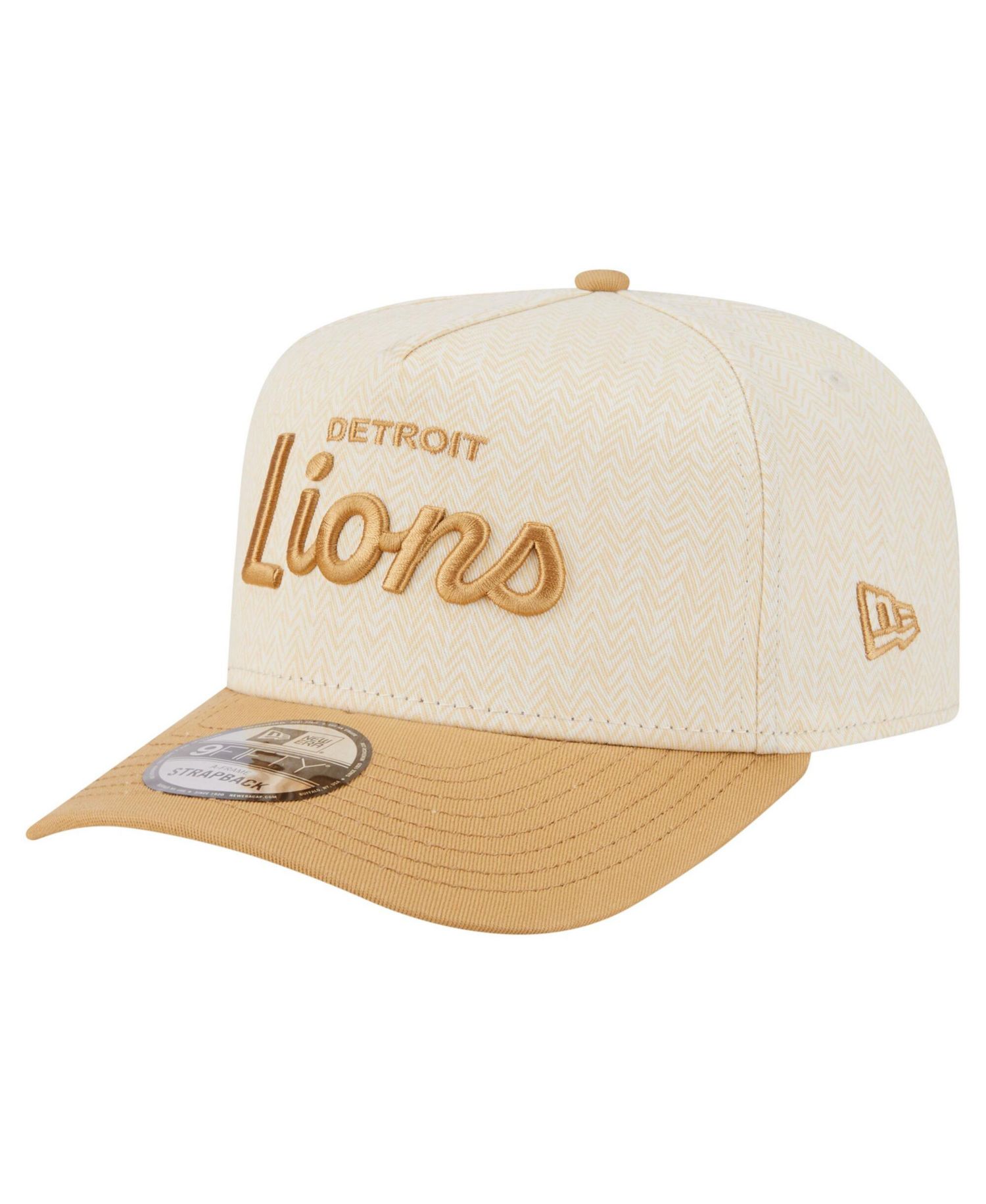 Men's Cream Detroit Lions Herringbone 9FIFTY A-Frame Snapback Hat