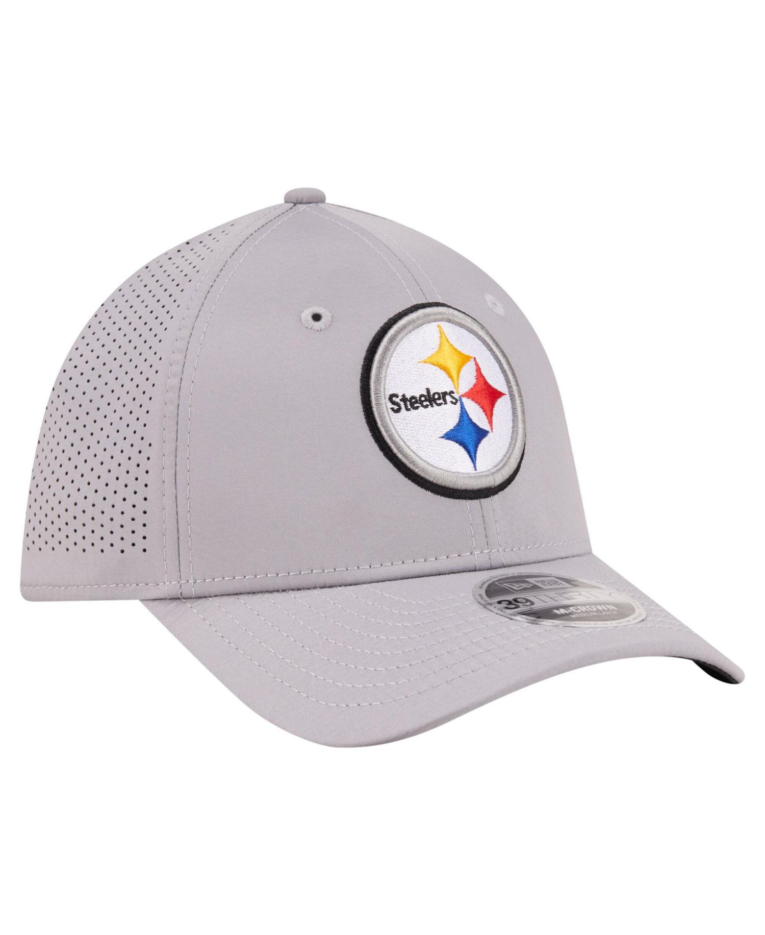 Men's Gray Pittsburgh Steelers 39THIRTY M-Crown Flex Fit Hat