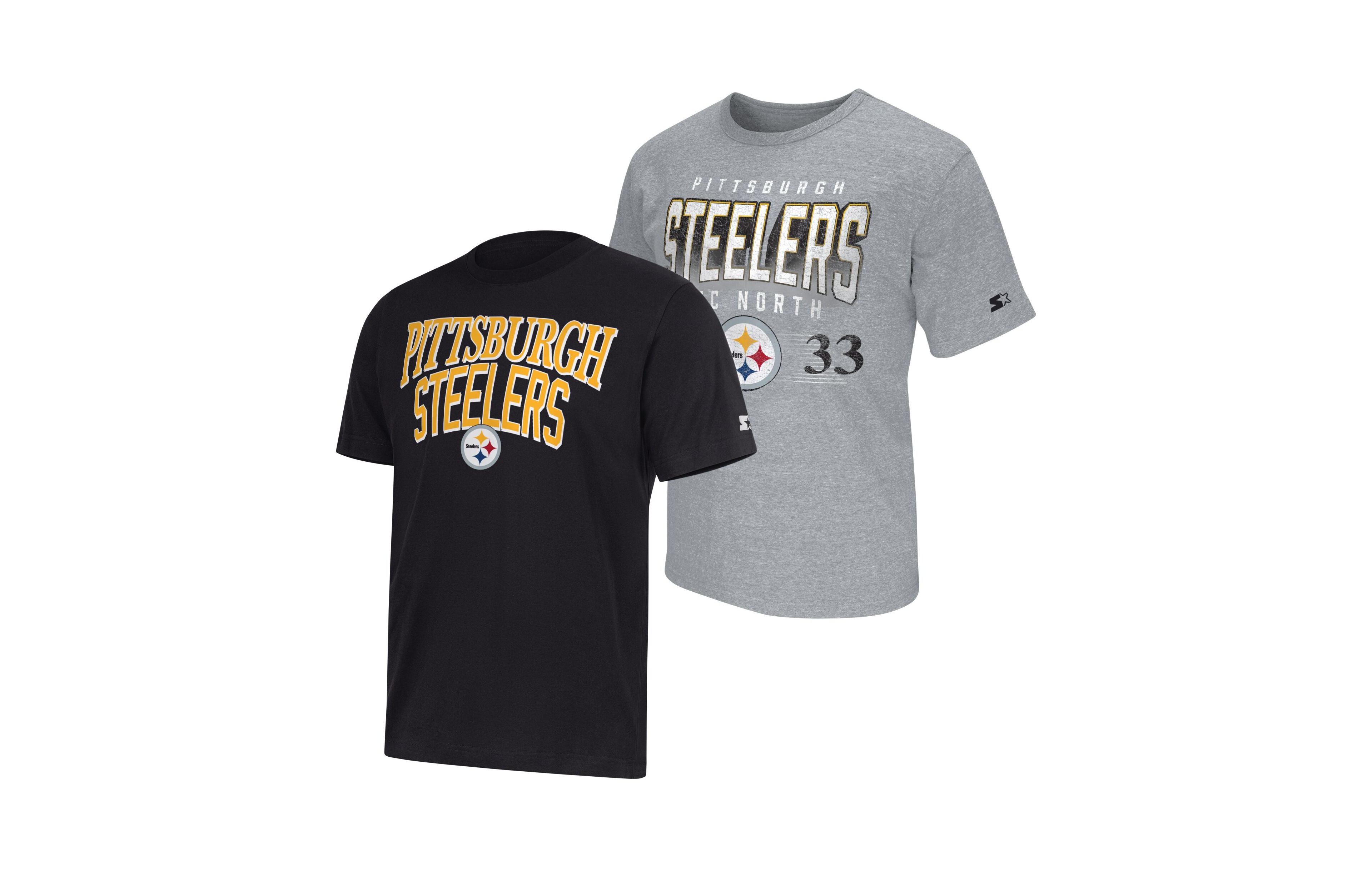 Starter Men's 2-pack Black/Gray Pittsburgh Steelers Logo T-Shirt