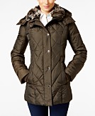  London Fog Faux-Fur-Collar Quilted Down Coat