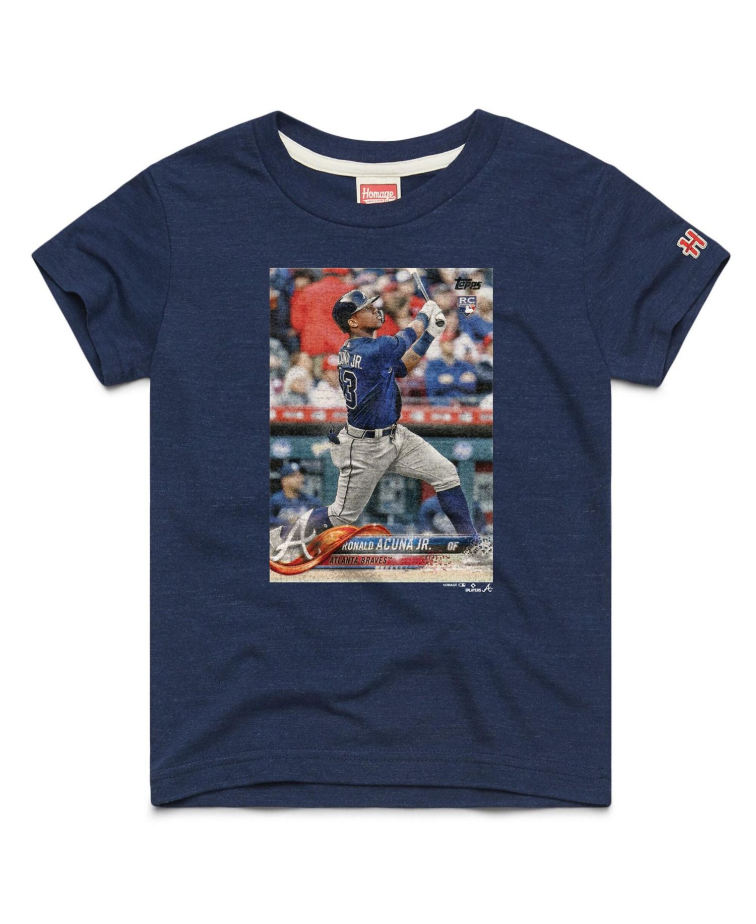 Big Boys and Girls Ronald Acu&ntilde;a Jr. Navy Atlanta Braves Topps Baseball Card Tri-Blend T-Shirt