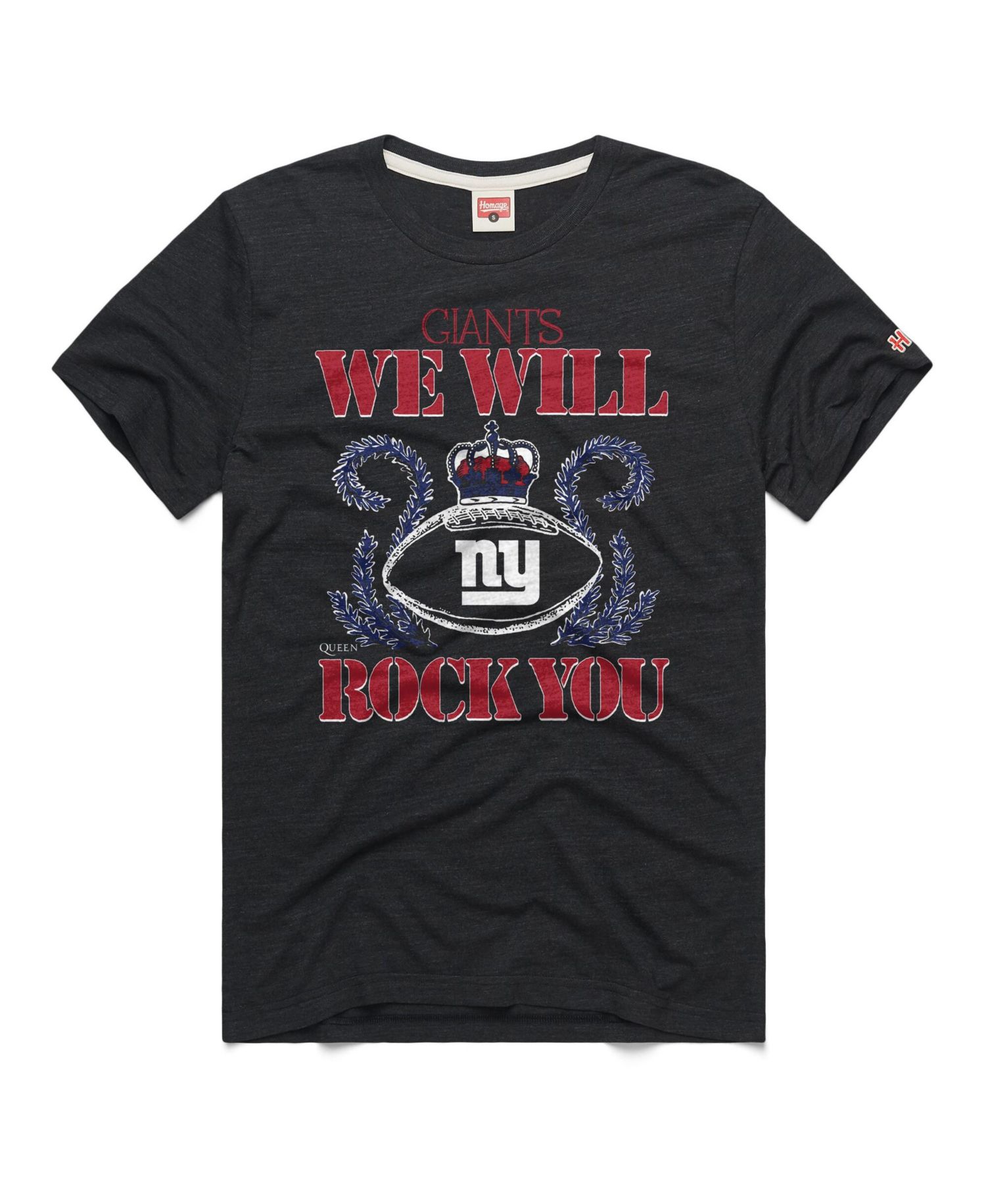 Men's and Women's Charcoal New York Giants 2026 NFL Schedule Queen Tri-Blend T-Shirt
