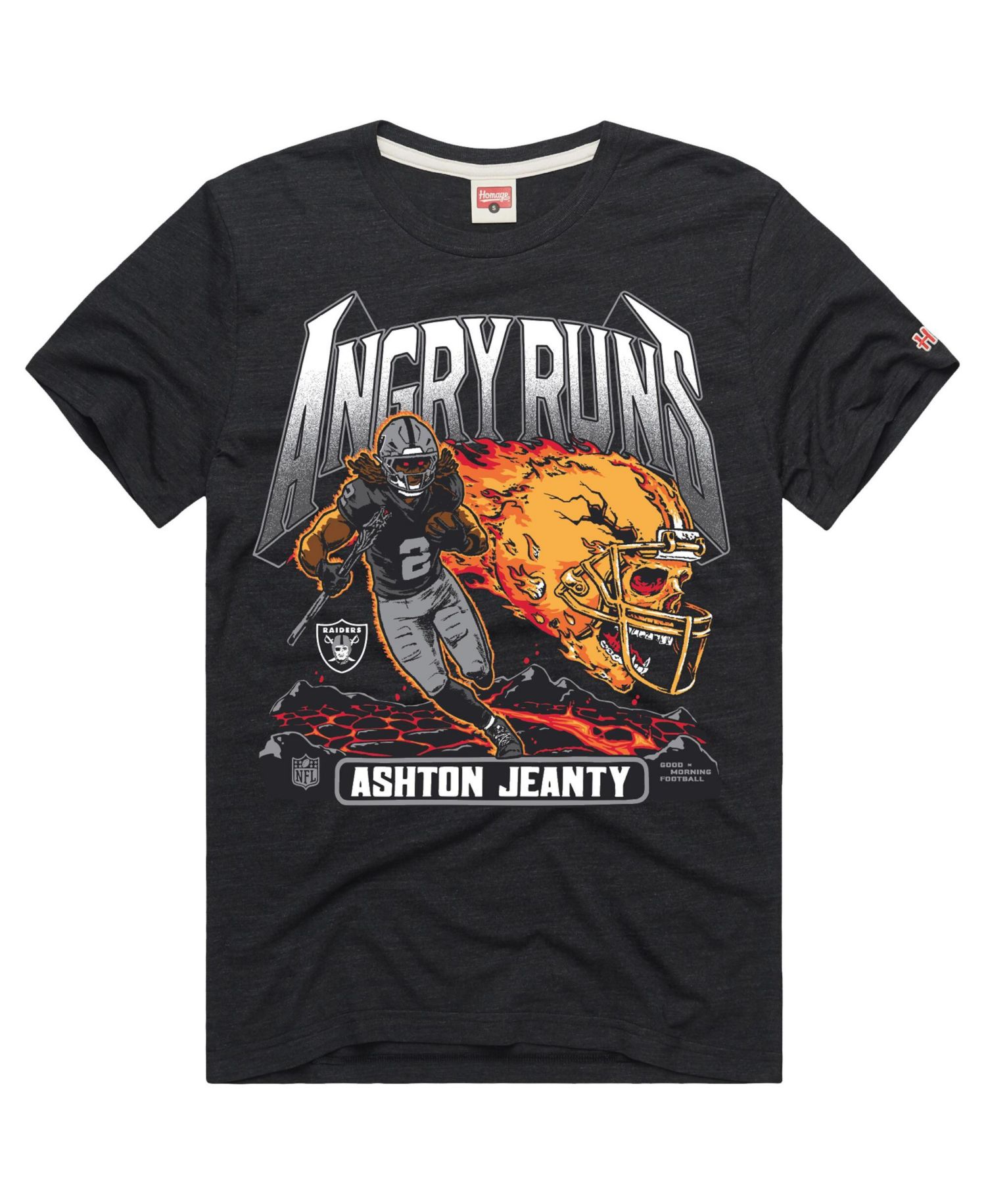 Men's and Women's Ashton Jeanty Charcoal Las Vegas Raiders Angry Runs Player Graphic Tri-Blend T-Shirt
