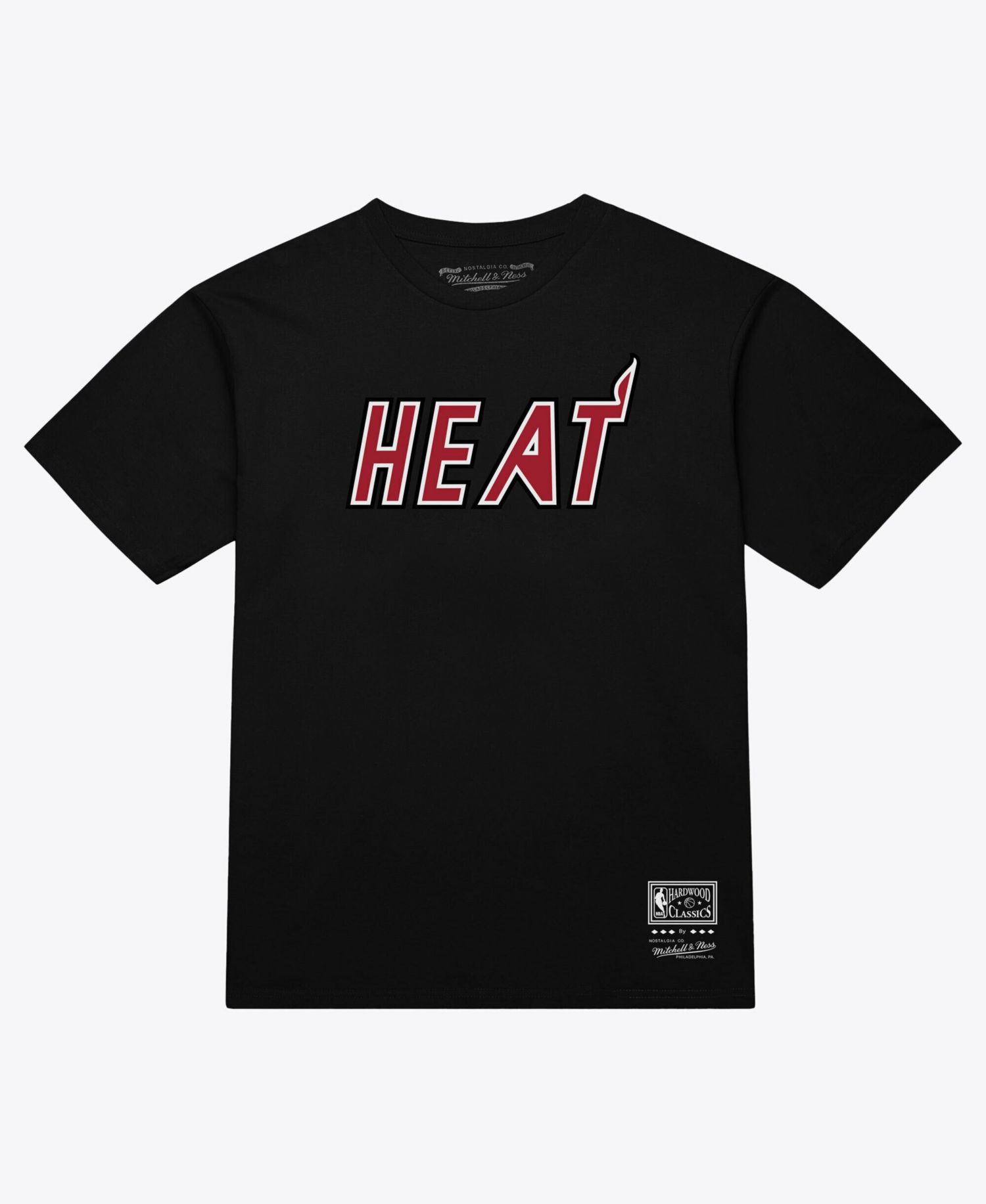 Men's and Women's Black Miami Heat Hardwood Classics Arch T-Shirt