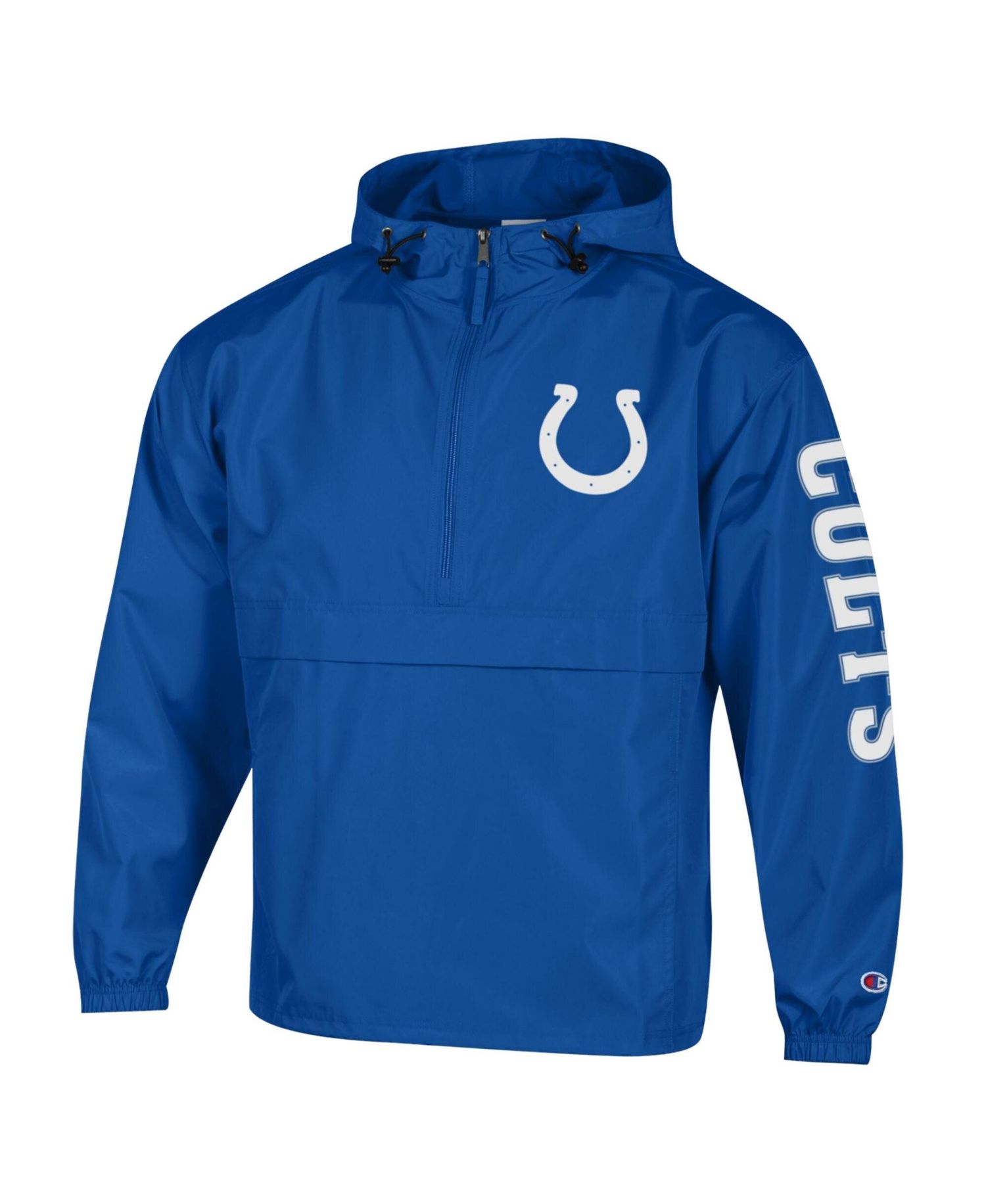 Men's Royal Indianapolis Colts Packable Hooded Windbreaker Half-Zip Jacket