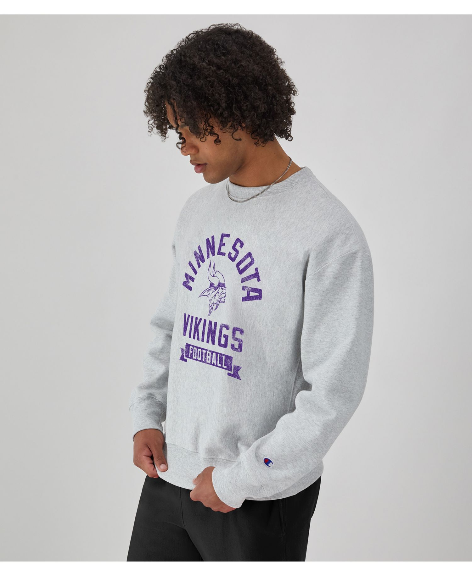 Men's Heather Gray Minnesota Vikings Reverse Weave Fleece Pullover Sweatshirt