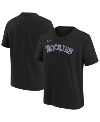 Big Boys and Girls Black Colorado Rockies Wordmark T-Shirt