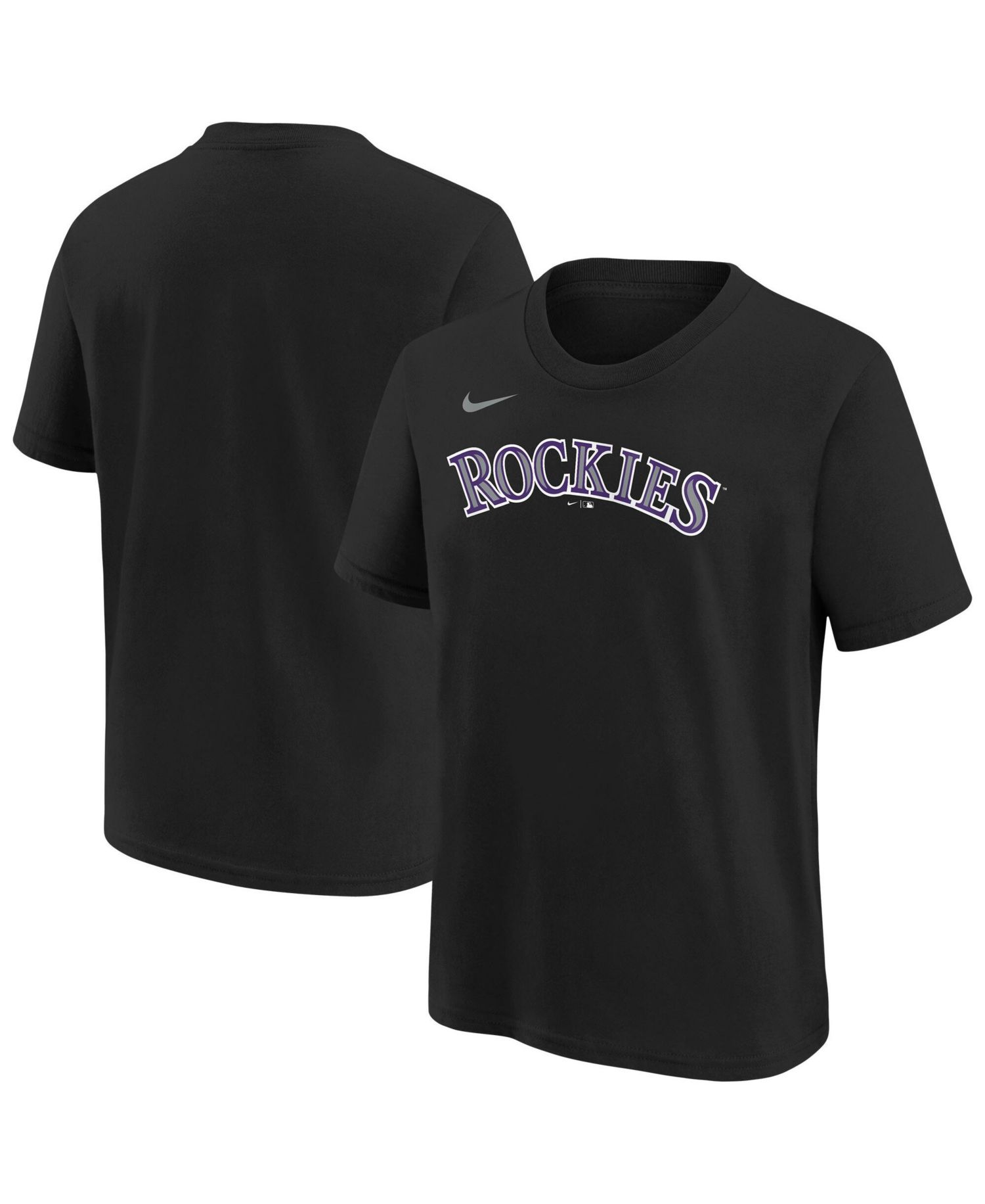 Big Boys and Girls Black Colorado Rockies Wordmark T-Shirt