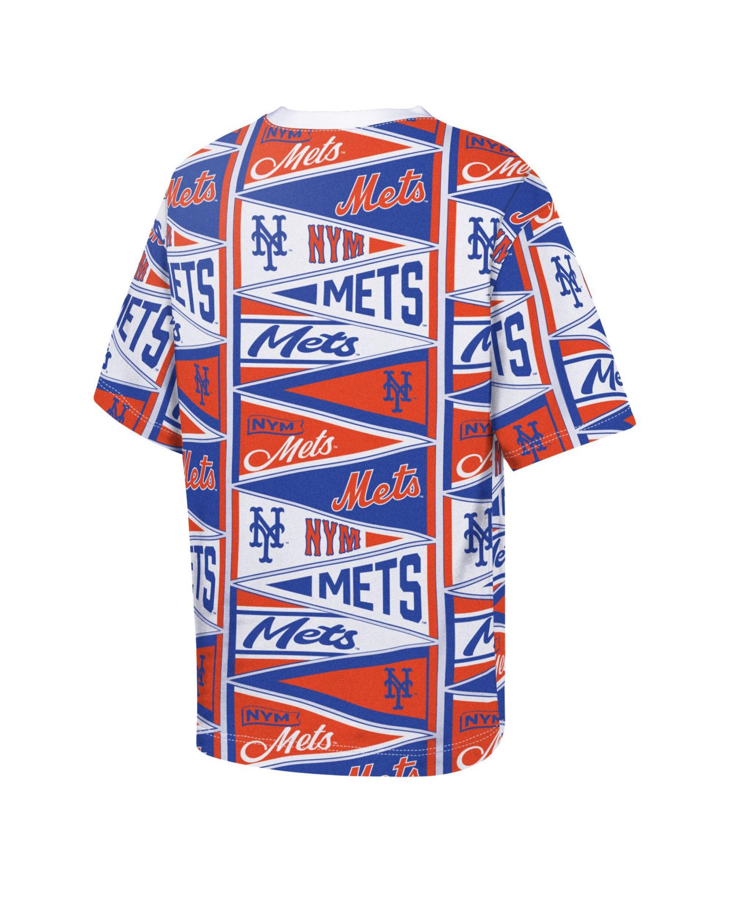 Big Boys and Girls Orange New York Mets All-Over Pennant T-Shirt