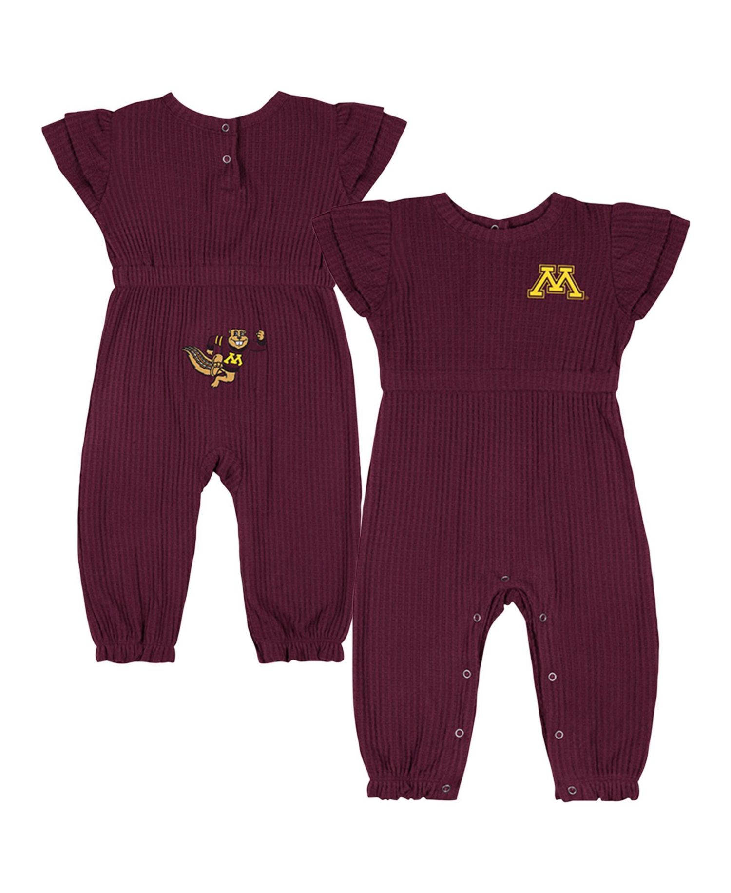 Baby Boys and Girls Maroon Minnesota Golden Gophers Beautopia Waffle Knit Romper