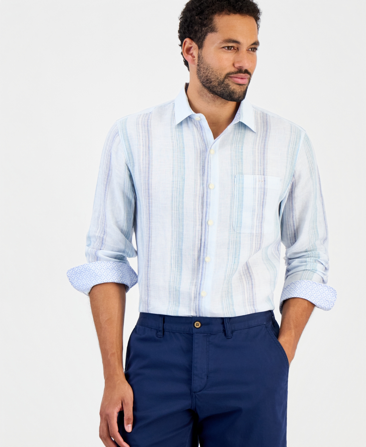 Tommy Bahama Men's San Lucas Long-Sleeve Striped Classic-Fit Linen Shirt