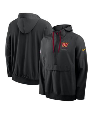 Men's Black Washington Commanders Sideline Anorak Half-Zip Hooded Jacket