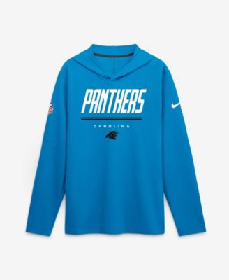 Men's Blue Carolina Panthers Sideline Lightweight Long Sleeve Hooded Dri-FIT T-Shirt