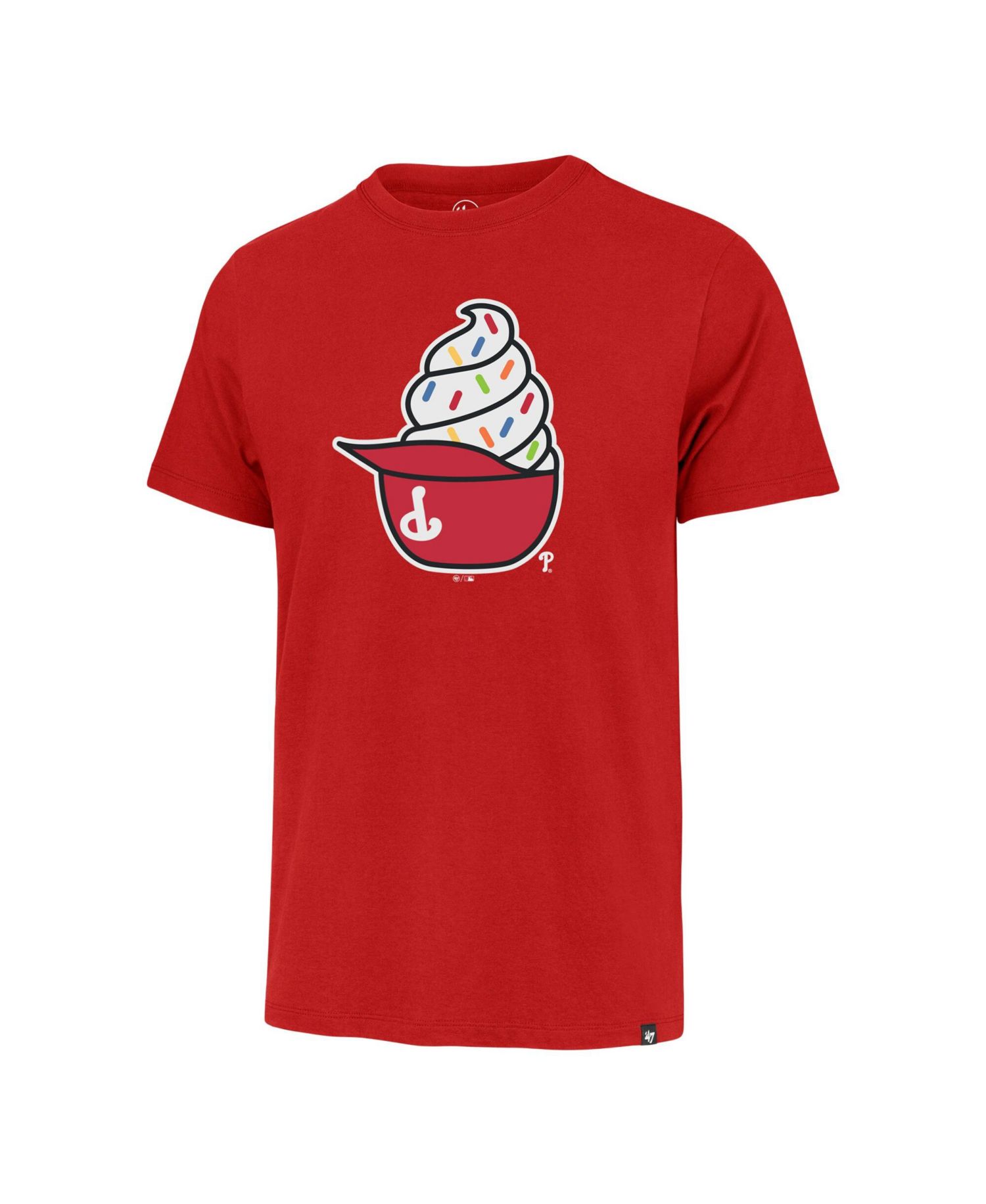 Men's Red Philadelphia Phillies Ice Cream Helmet Franklin T-Shirt