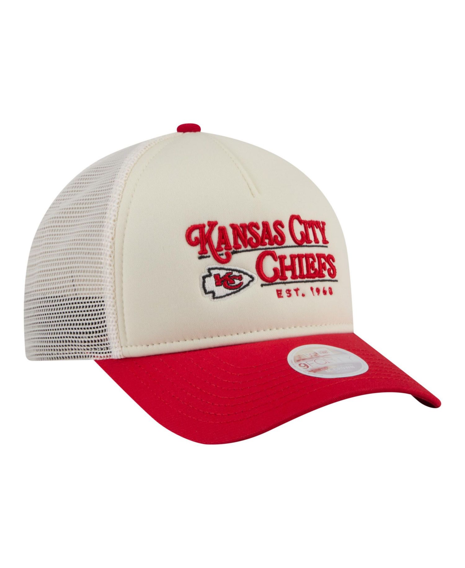 Women's Cream/Red Kansas City Chiefs Retro A-Frame 9FORTY Adjustable Hat