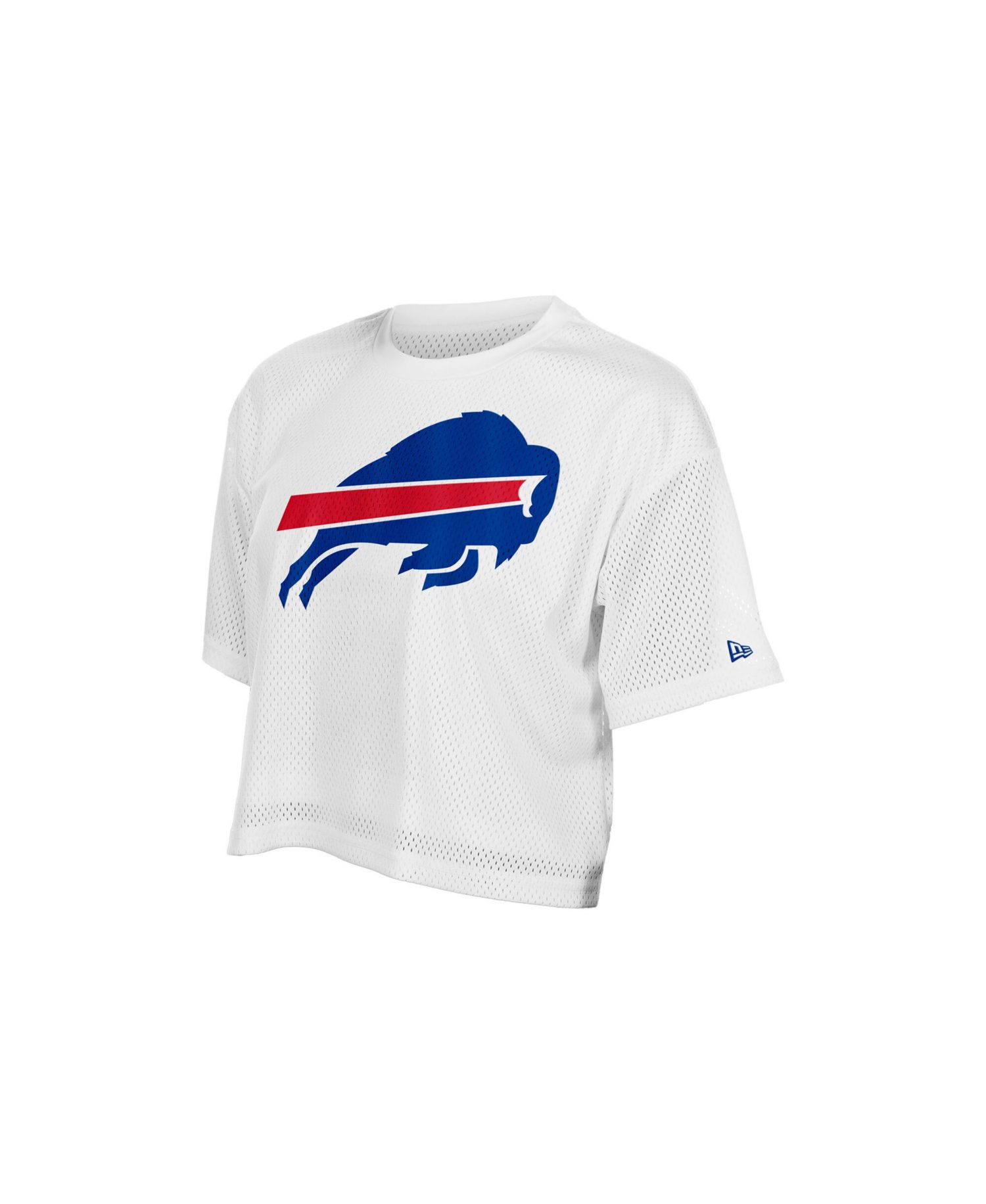 Women's White Buffalo Bills Summer Mesh Cropped Boxy T-Shirt