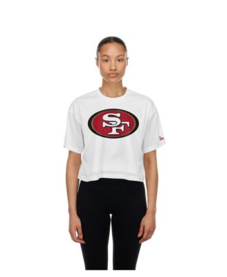 Women's White San Francisco 49ers Summer Mesh Cropped Boxy T-Shirt