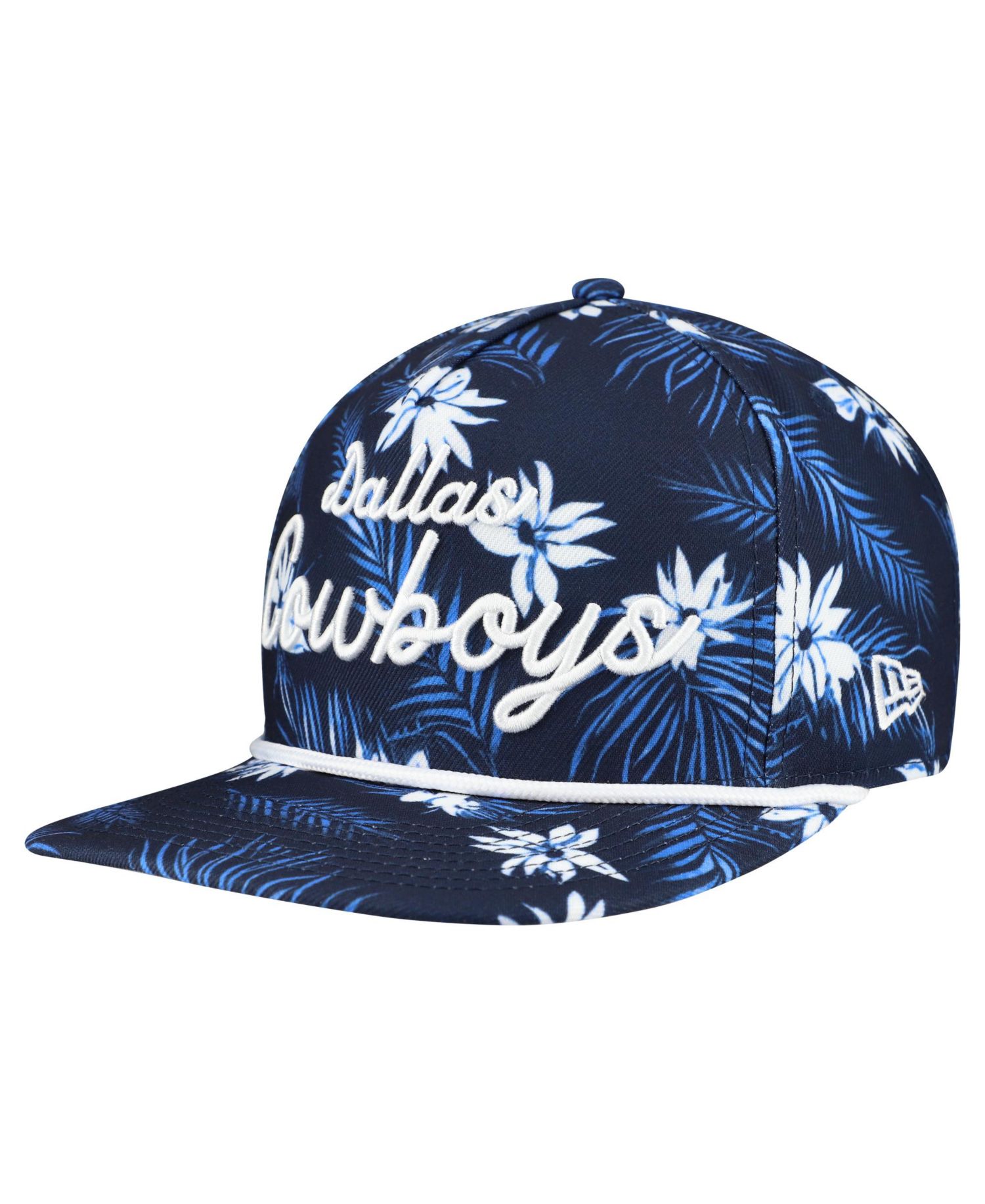 Men's Navy Dallas Cowboys Palm Print A-Frame 9FIFTY Snapback Hat